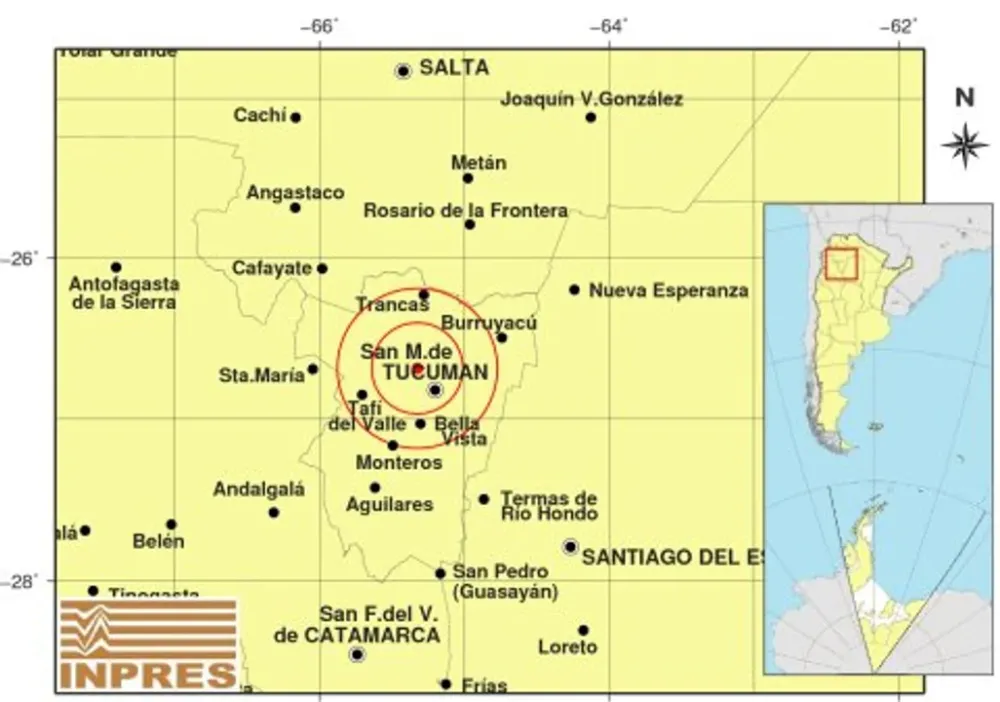 Un temblor de 3,5 grados sacudió a Tucumán